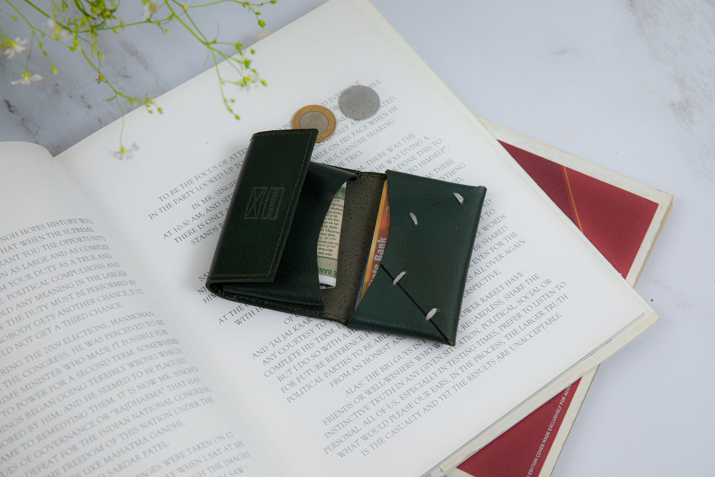 Leather Card Holder - Dark Green