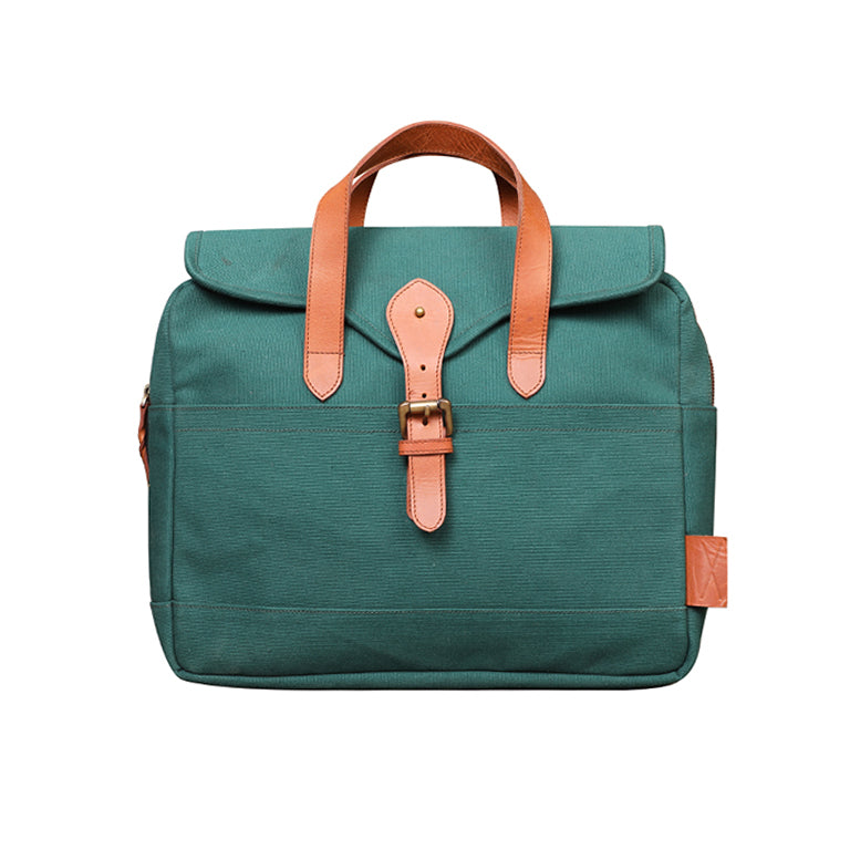 Apprentice Laptop Bag - Green Canvas & Leather