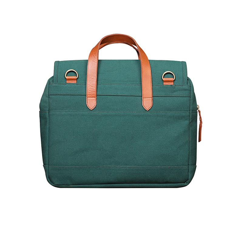 Apprentice Laptop Bag - Green Canvas & Leather