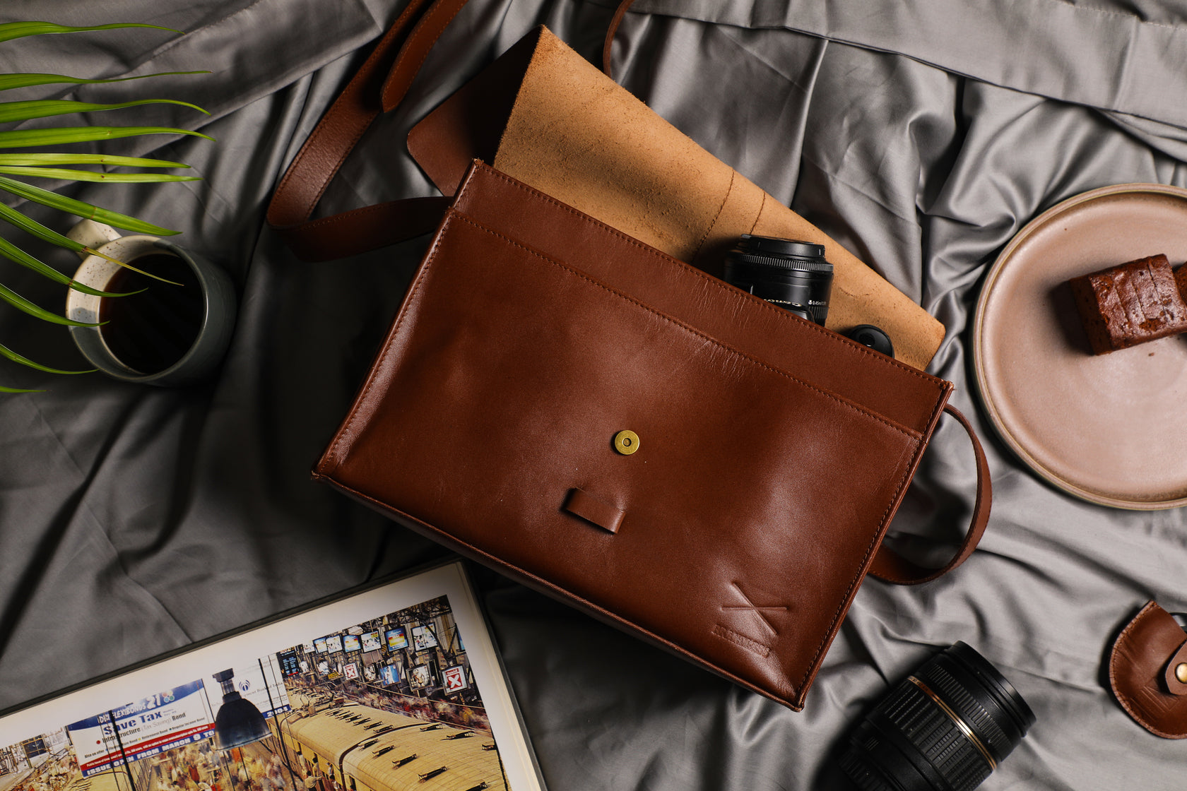 Camera Box leather handbag