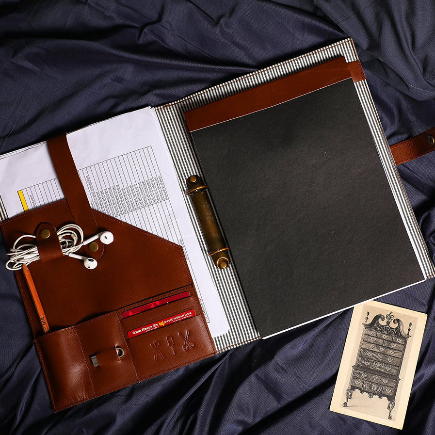 RING BINDER FOLDER GENUINE LEATHER ORGANISER