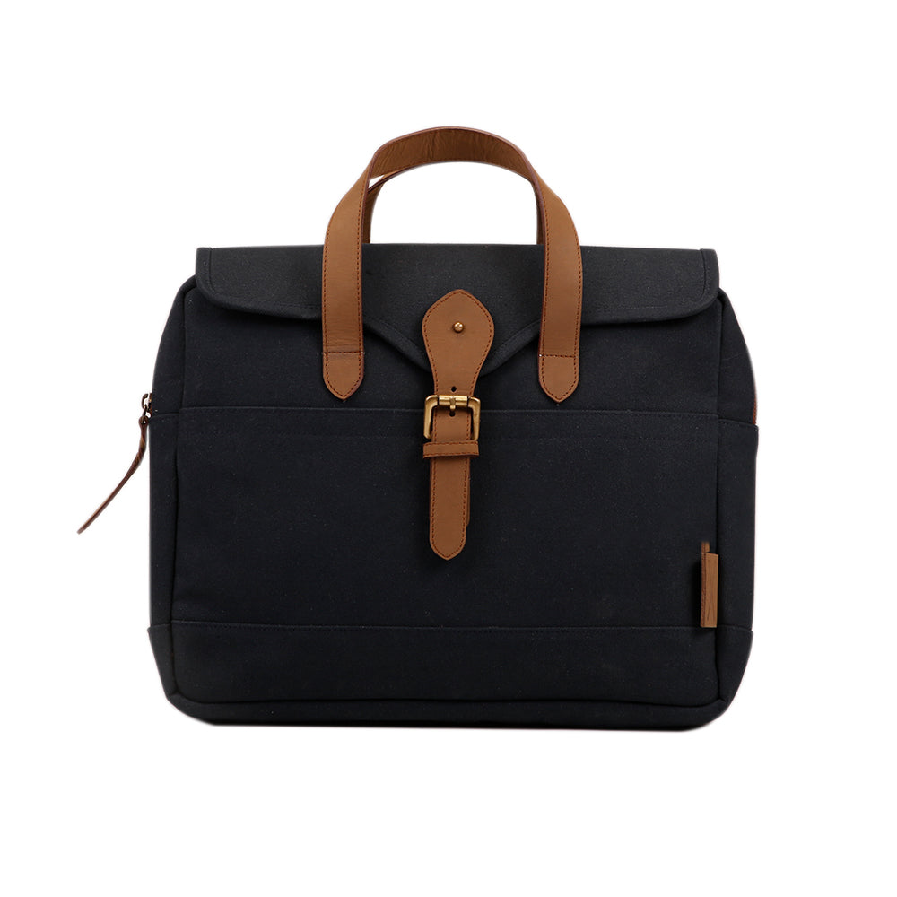 Apprentice Laptop Bag - Blue Canvas & Leather