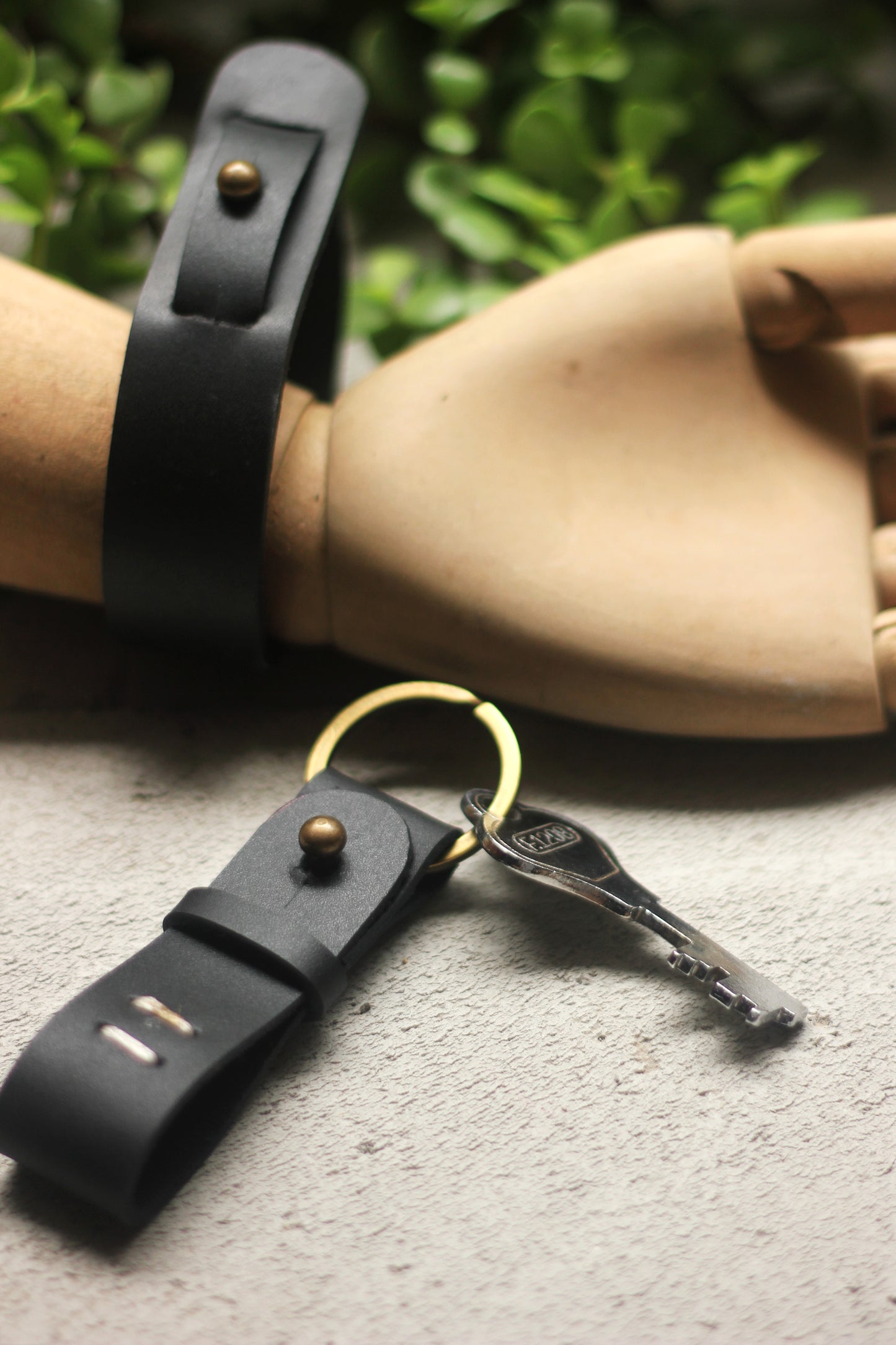 Leather Wrist Band Key Ring