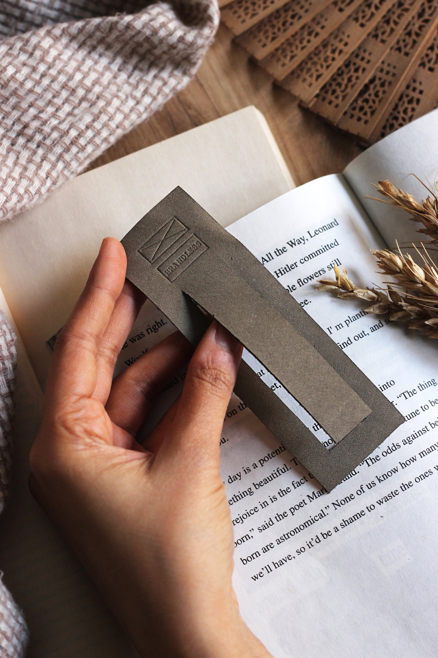 Leather Bookmark - Teal Blue
