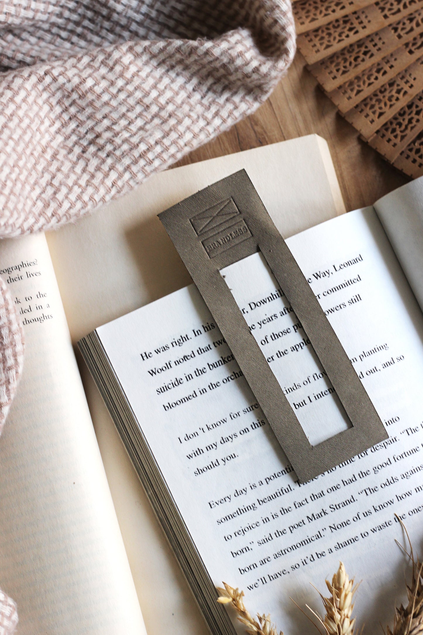 Leather Bookmark - Teal Blue