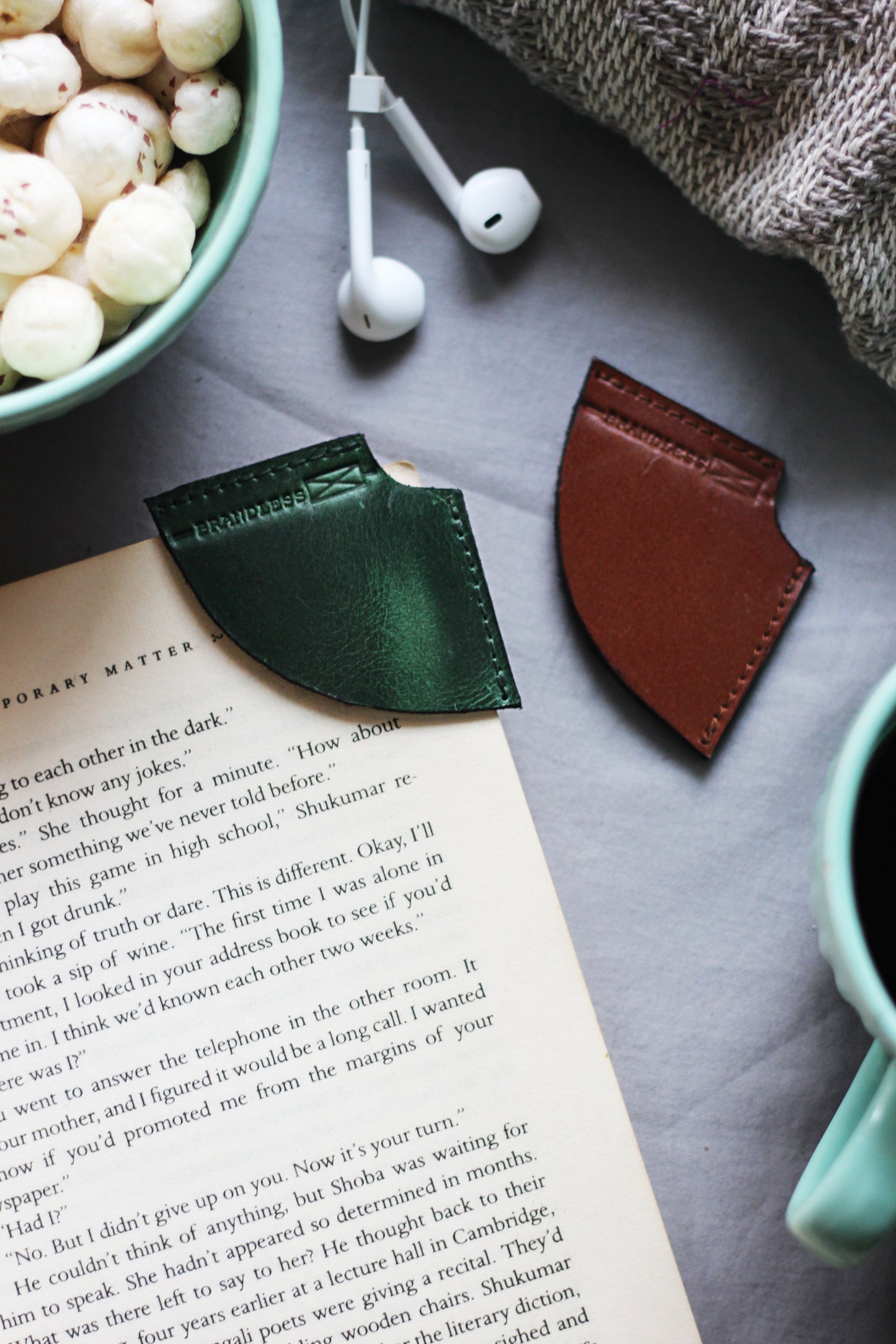 Corner Bookmark 2.0- Dark Green & Tan Brown