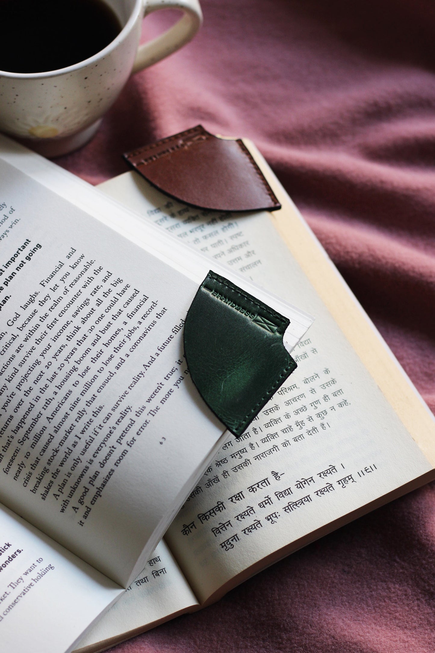 Corner Bookmark 2.0- Burgundy & Tan