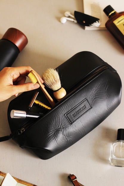 Leather Dopp Kit - Black