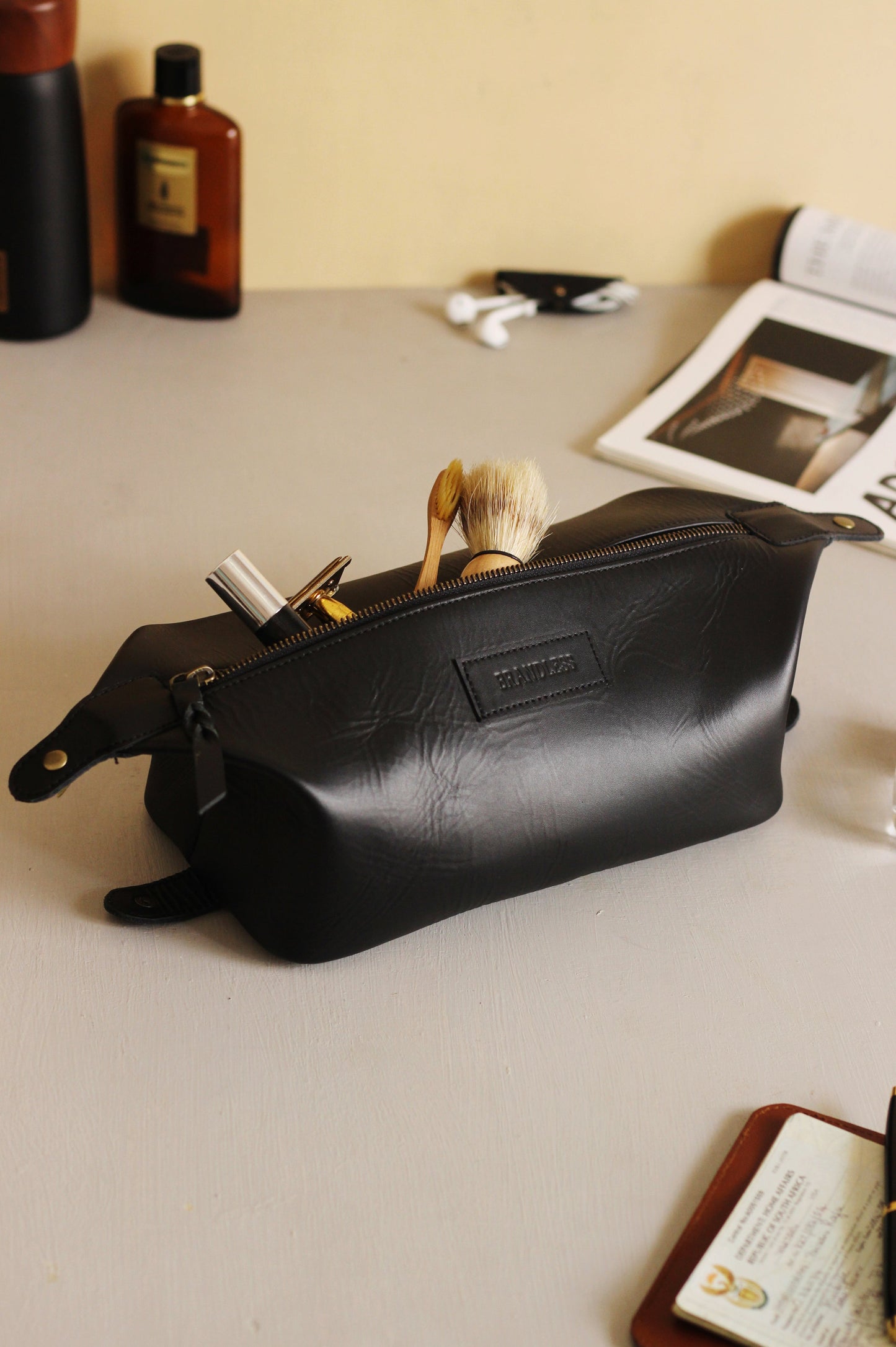 Leather Dopp Kit - Black