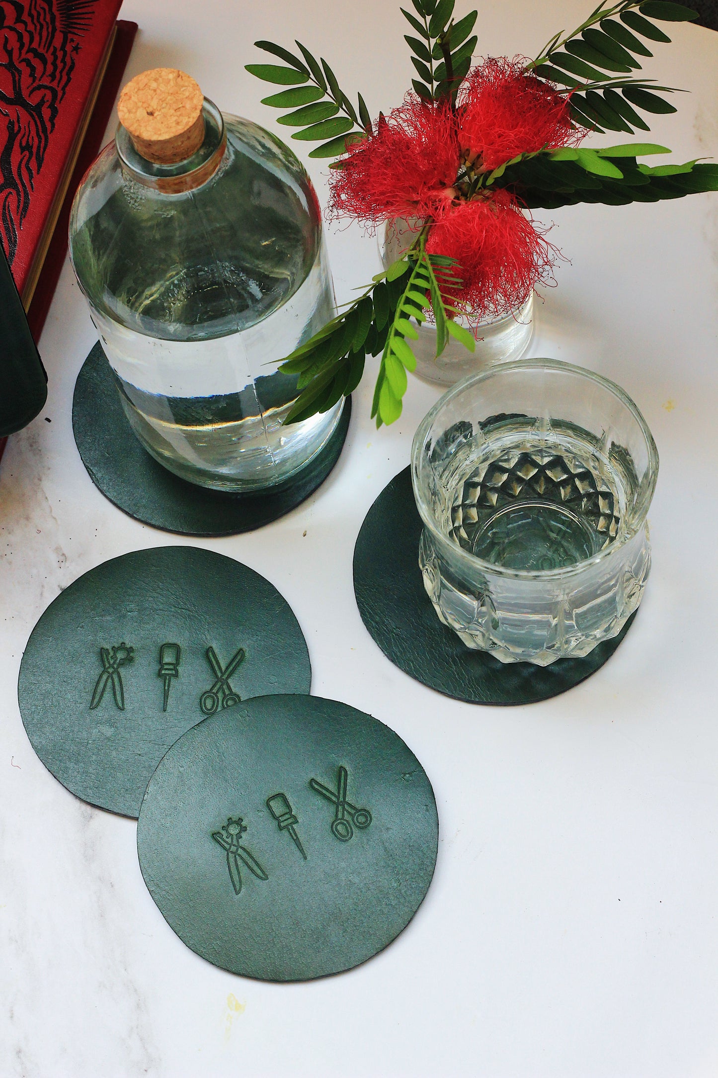 Leather Coasters (Set of 4)- Tan