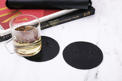 Leather Coasters (Set of 2)- Black