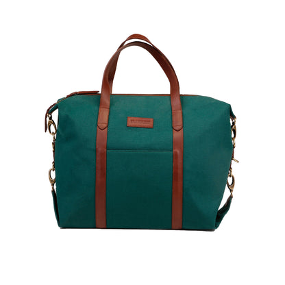 Baron Laptop Bag - Green Canvas & Leather