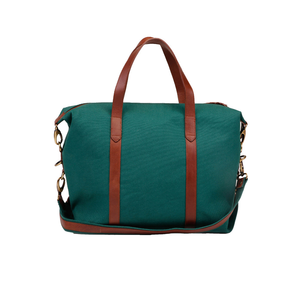 Baron Laptop Bag - Green Canvas & Leather
