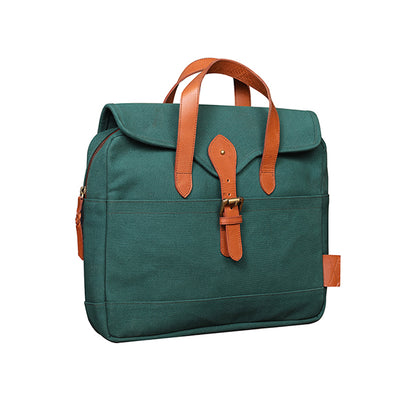 Apprentice Laptop Bag - Green Canvas & Leather