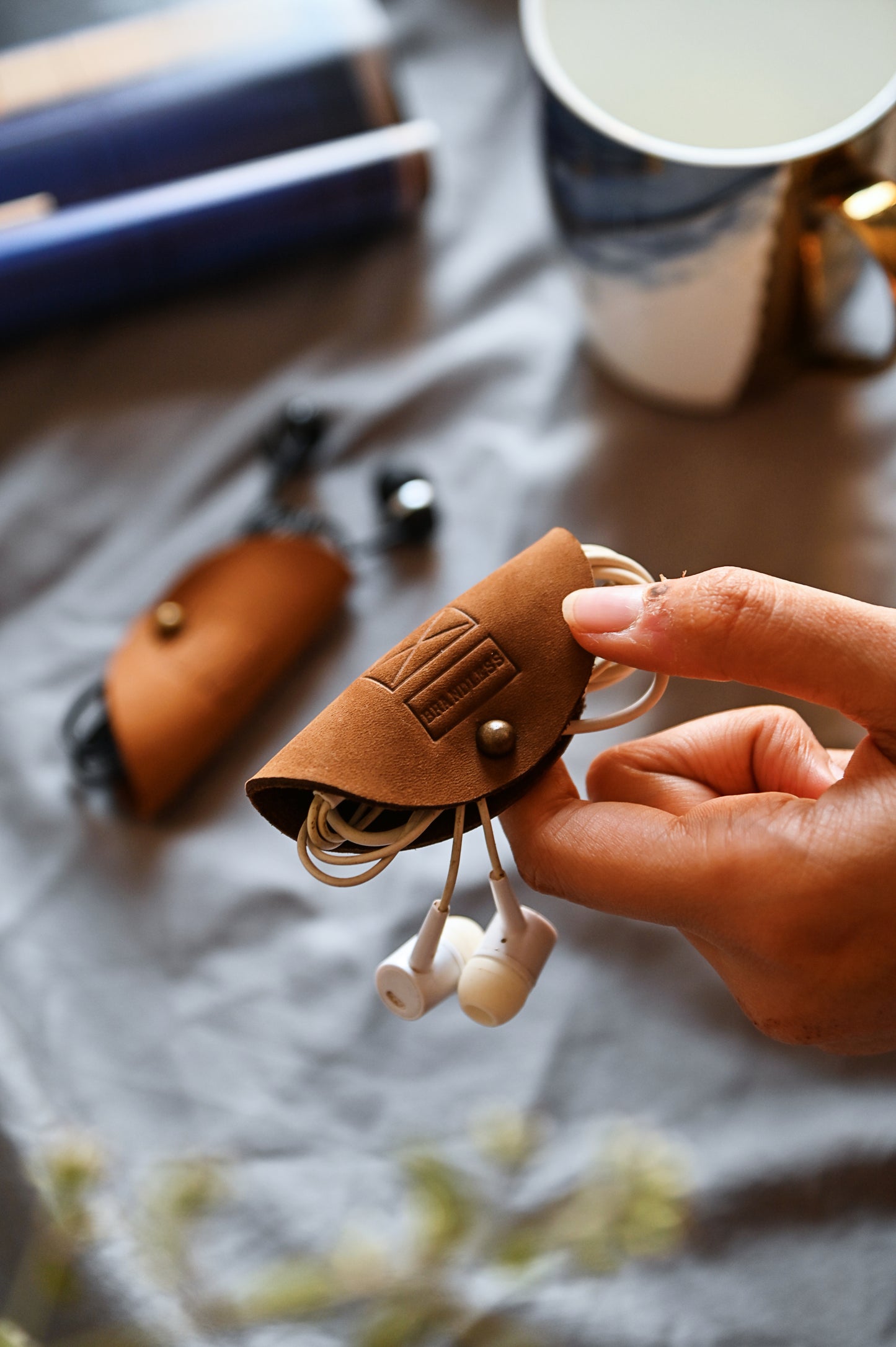 Cord Organiser- Brown Tan Leather
