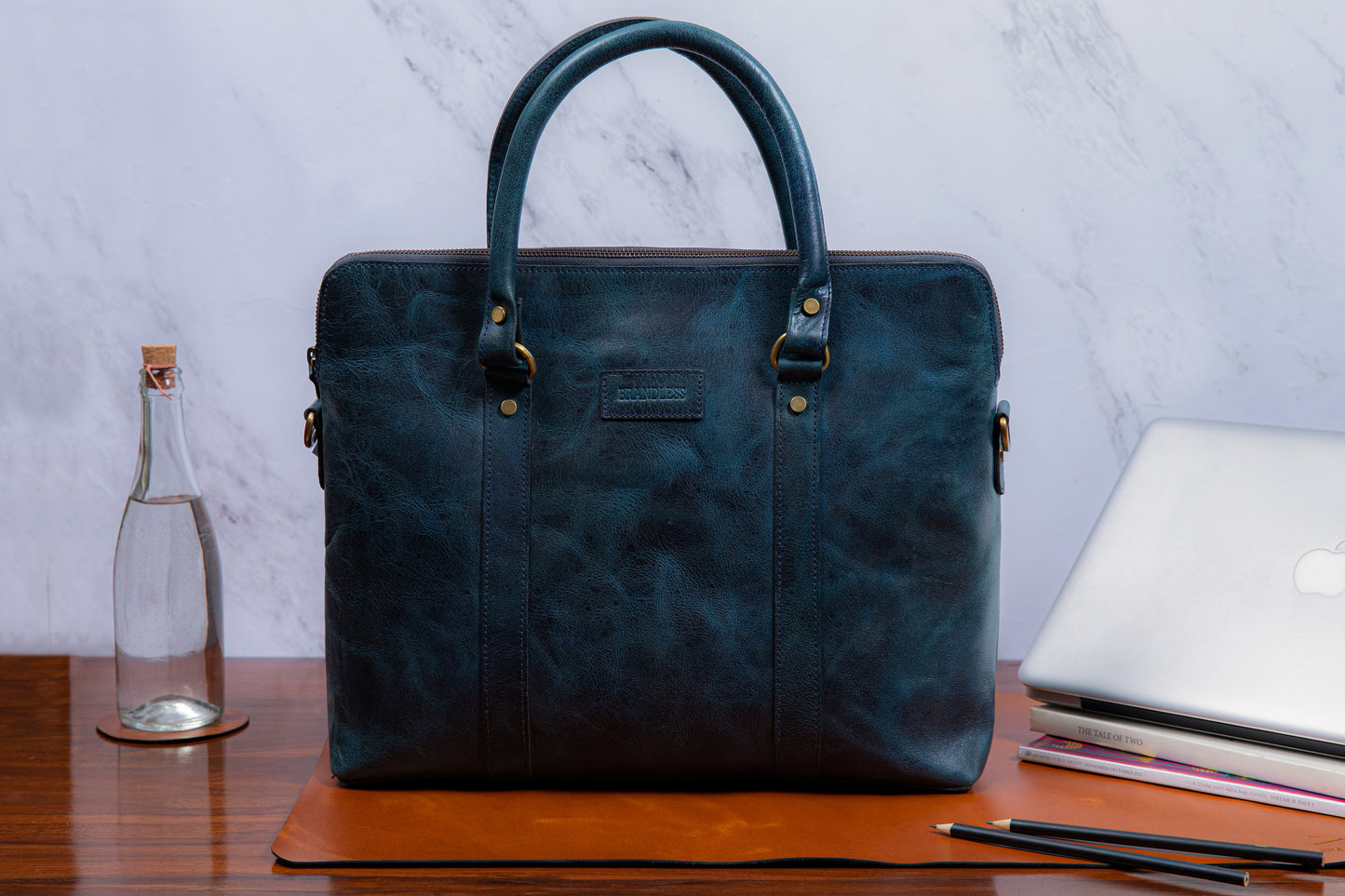 Elemental Laptop Bag- Midnight Blue Leather