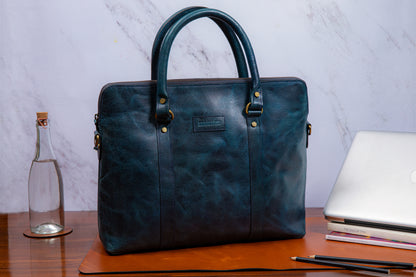 Elemental Laptop Bag- Midnight Blue Leather
