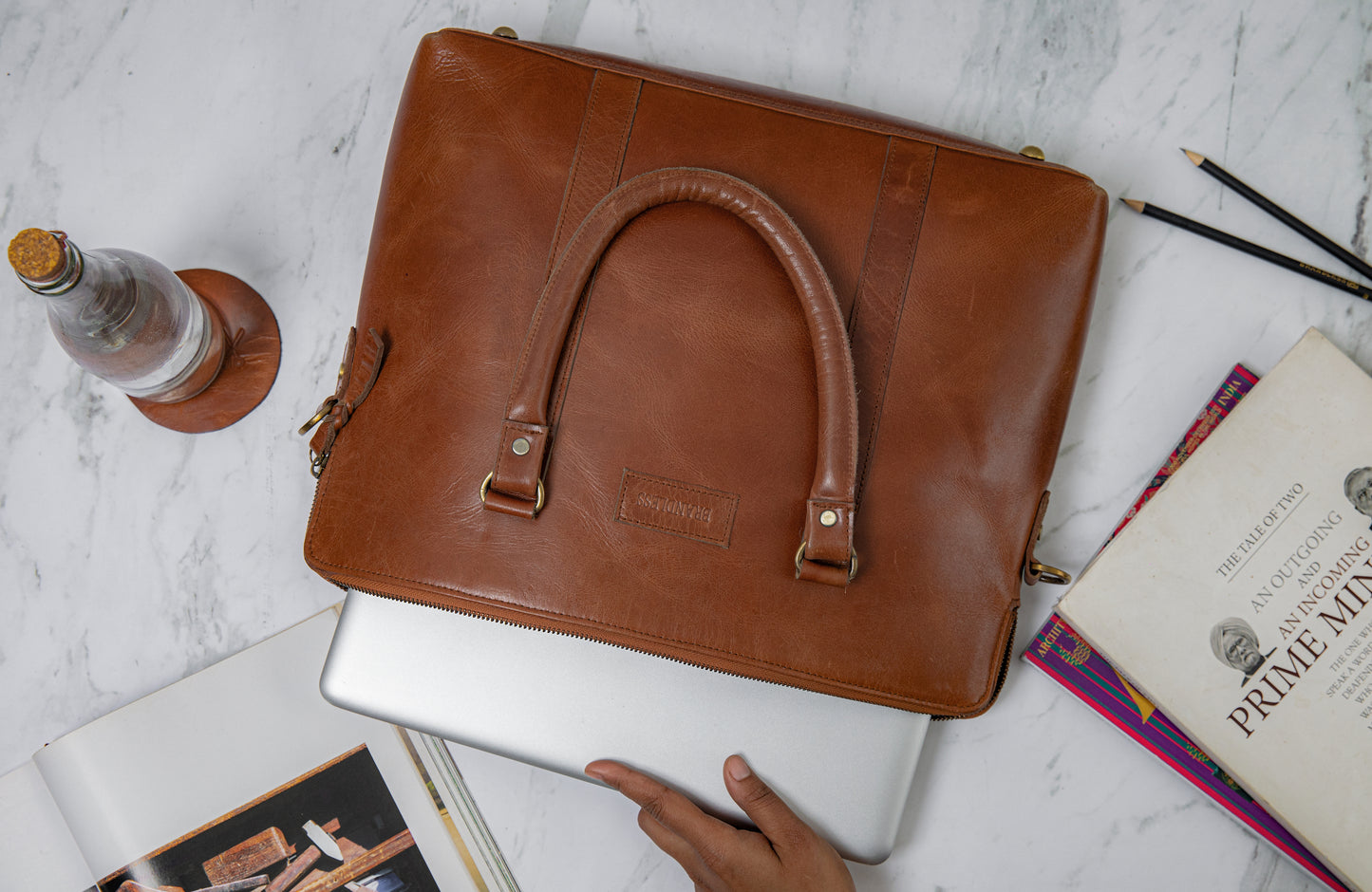 Elemental Laptop Bag- Tan Leather