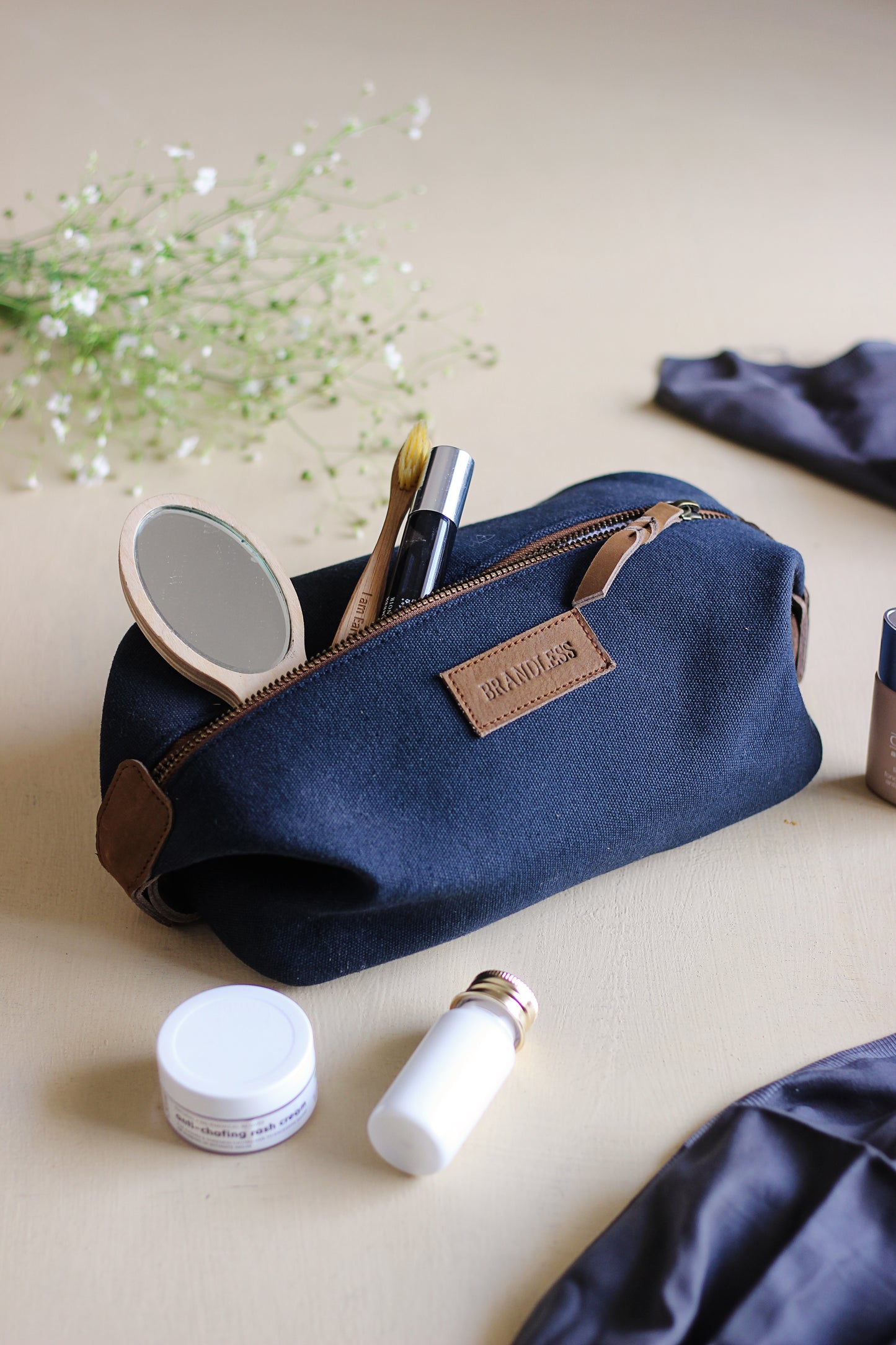 Travel Dopp Kit handcrafted in genuine leather. Mens grooming essential. Luxury Corporate Gifting. Leather Shaving Kit by Brandless