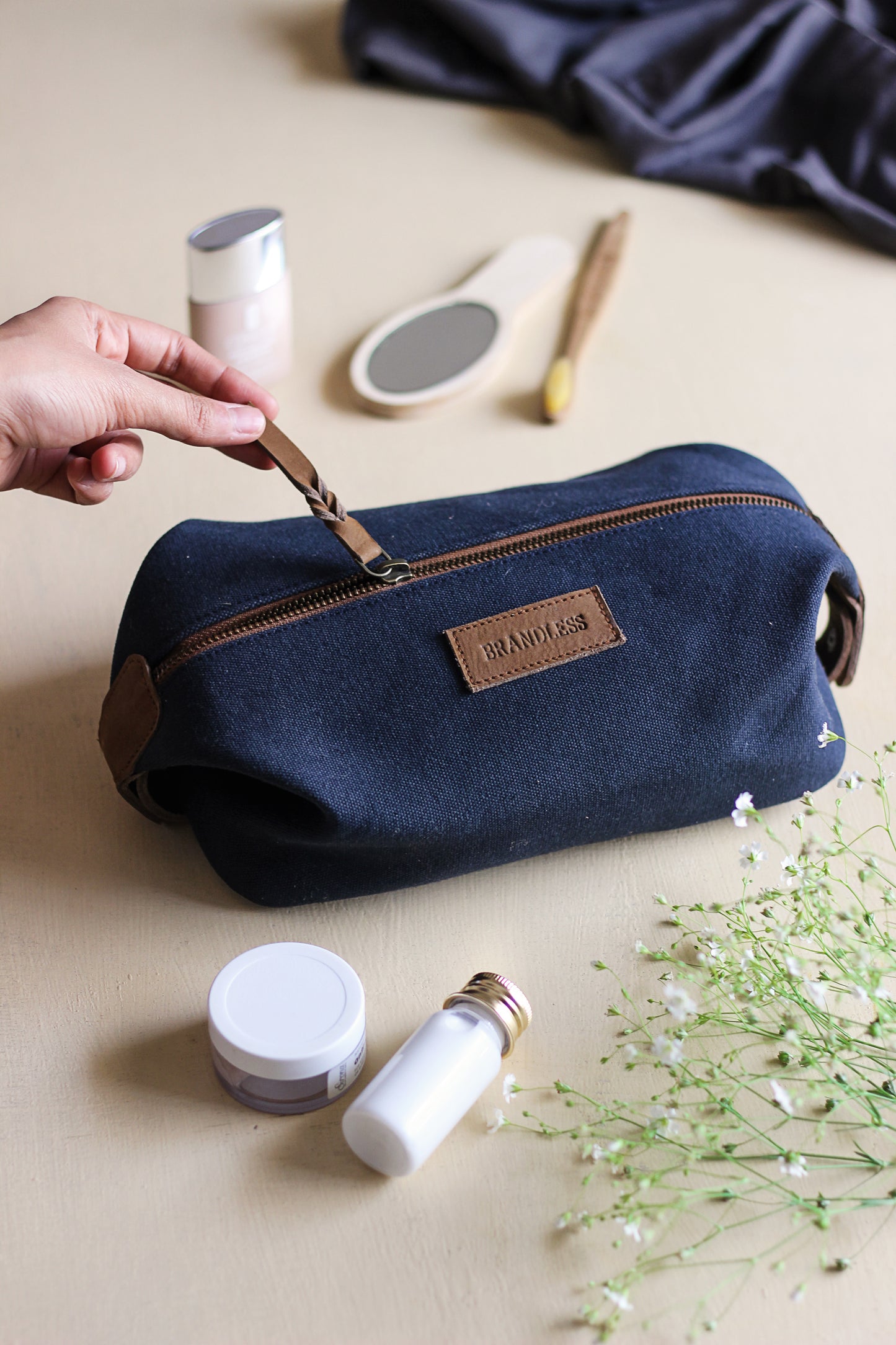 Travel Dopp Kit handcrafted in genuine leather. Mens grooming essential. Luxury Corporate Gifting. Leather Shaving Kit by Brandless