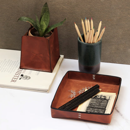 LEATHER DESK TRAY ORGANISER DESK ACCESSORIES VALET TRAY