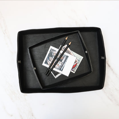LEATHER DESK TRAY ORGANISER DESK ACCESSORIES VALET TRAY