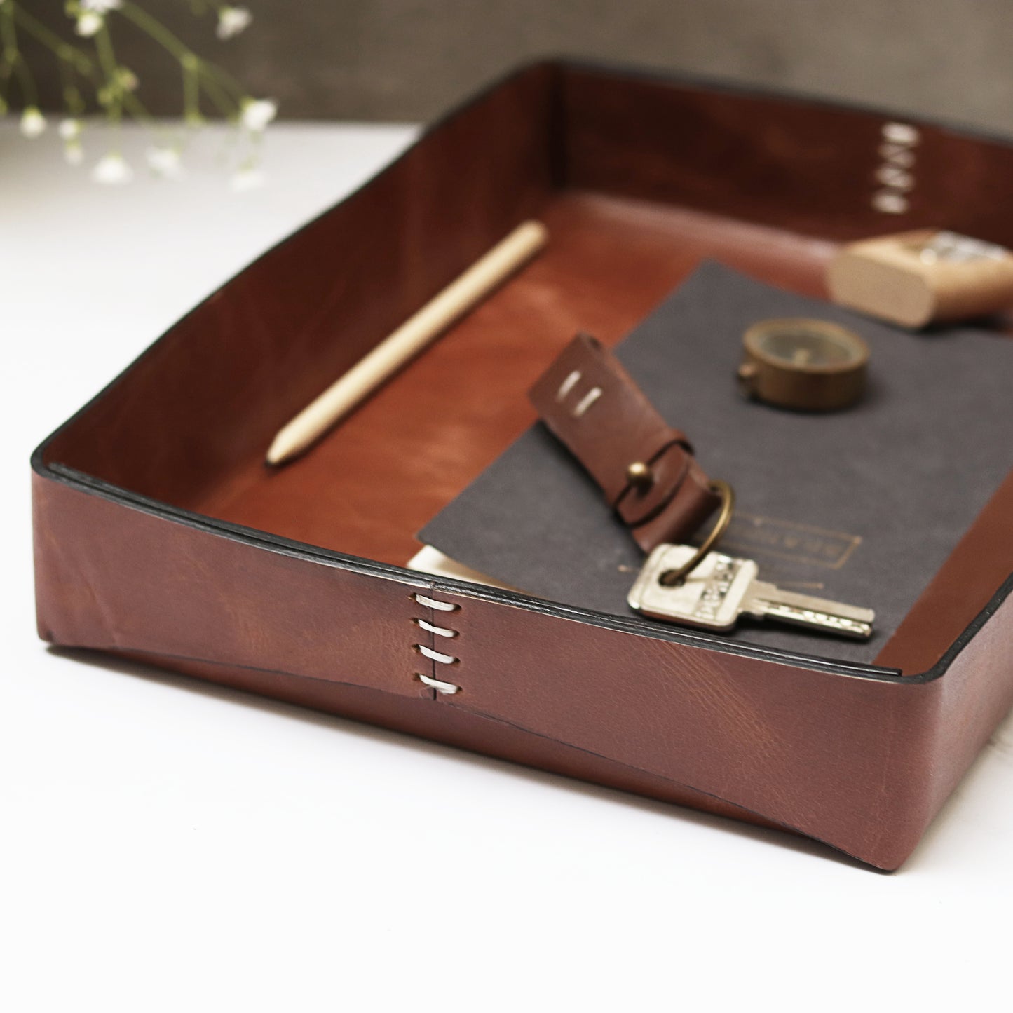 LEATHER DESK TRAY ORGANISER DESK ACCESSORIES