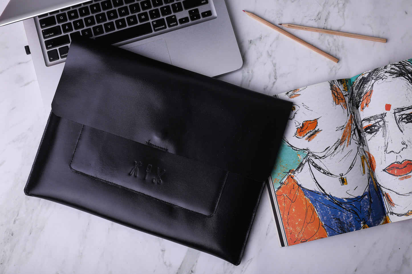 gift set leather organiser laptop sleeve charger case