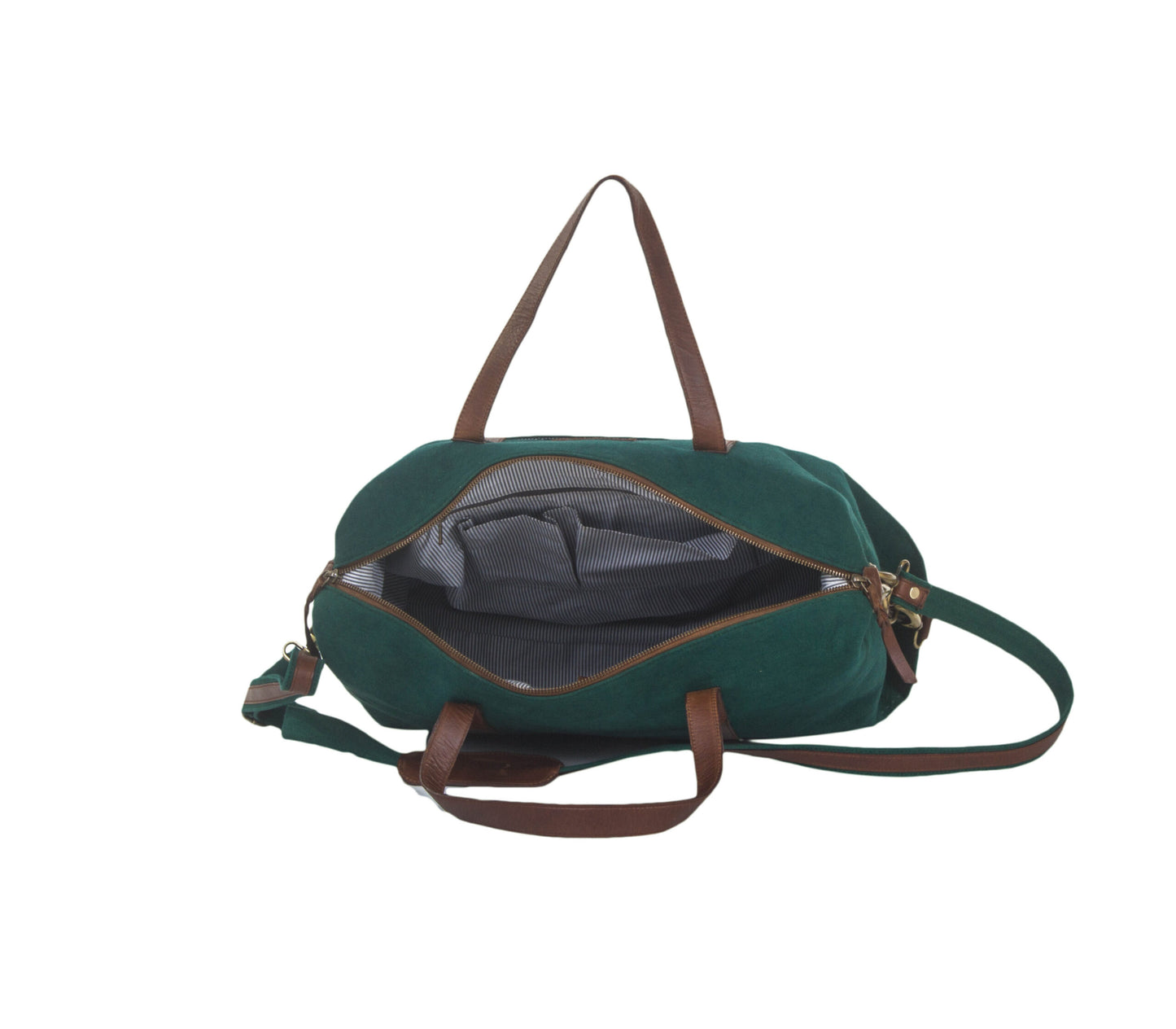 Baron Laptop Bag - Green Canvas & Leather