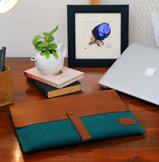 HANDCRAFTED LEATHER LAPTOP SLEEVE COVER 