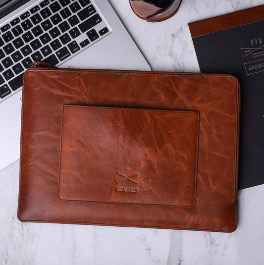 HANDCRAFTED LEATHER LAPTOP SLEEVE COVER 