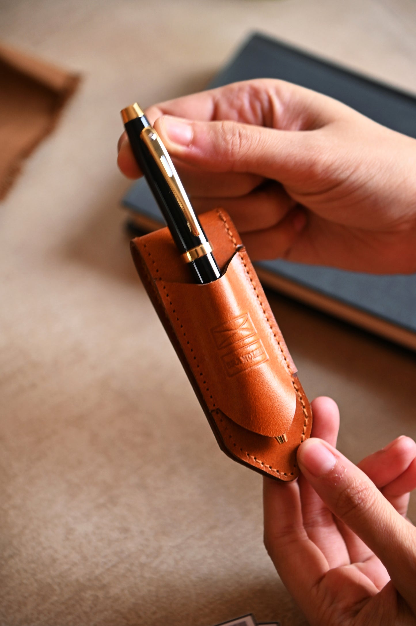 Pen Holder Bookmark - Brown