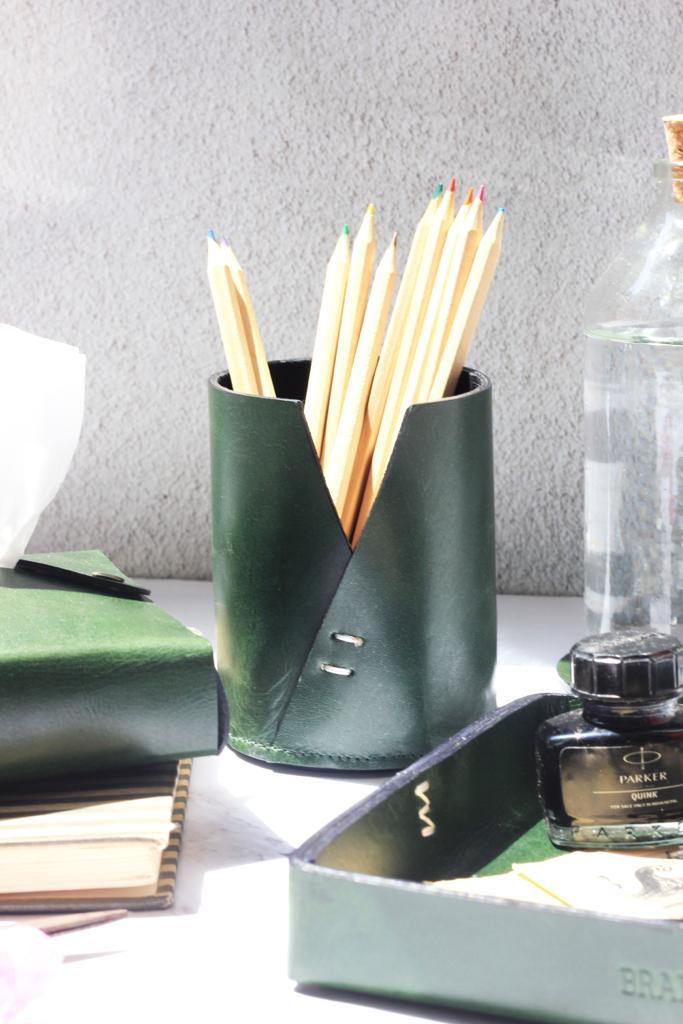 DRAFTER PEN STAND- TAN LEATHER