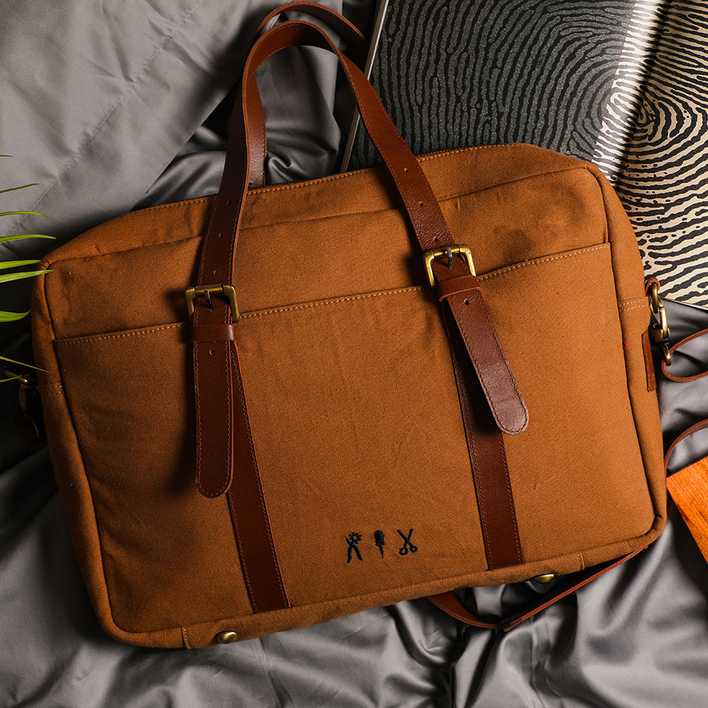 LEATHER LAPTOP BAG OVERNIGHTER DUFFEL 