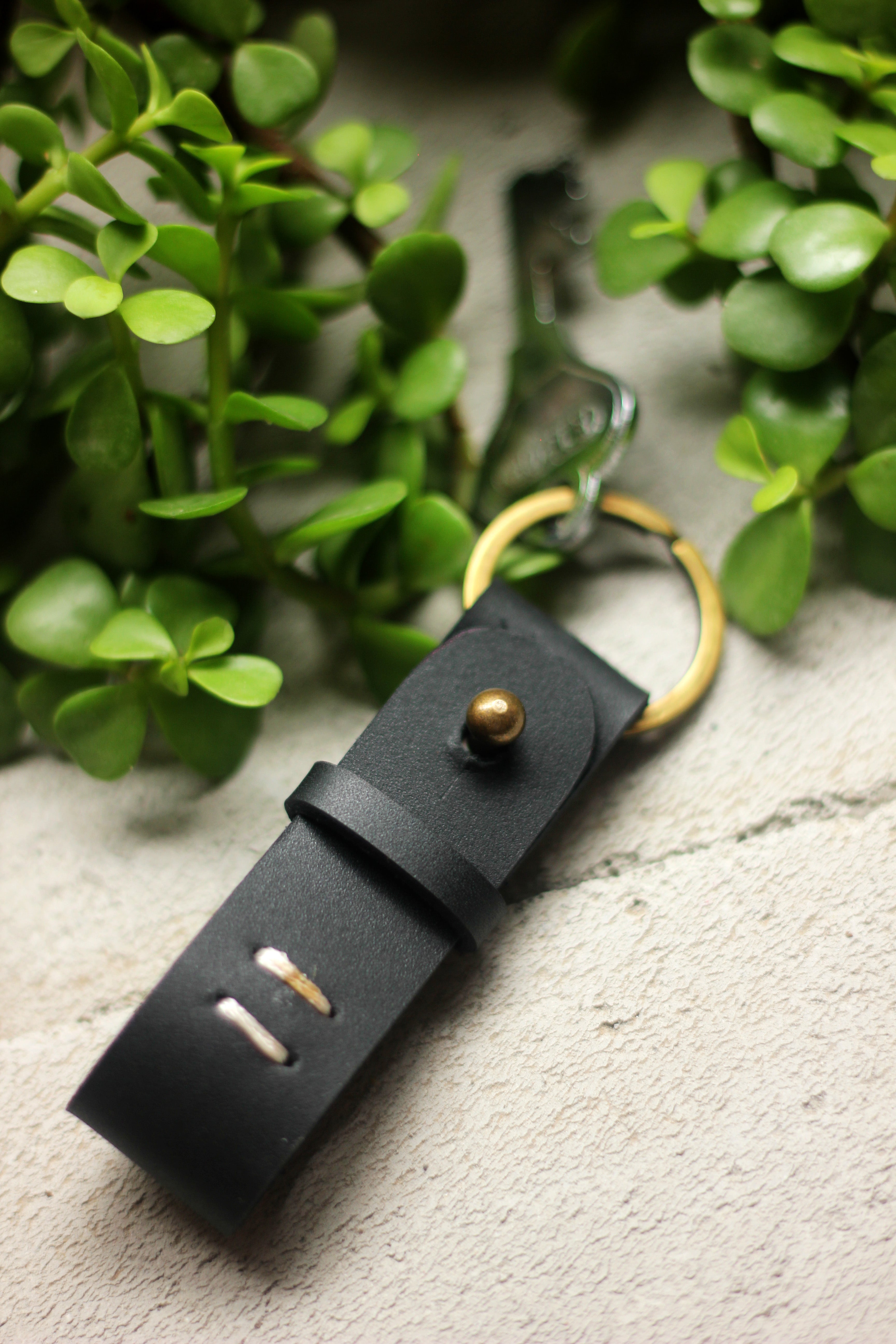Black Genuine Leather Key Ring