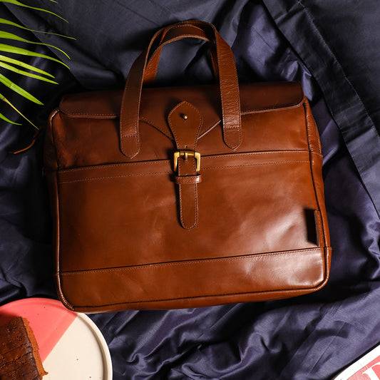 Apprentice Laptop Bag- Tan Leather