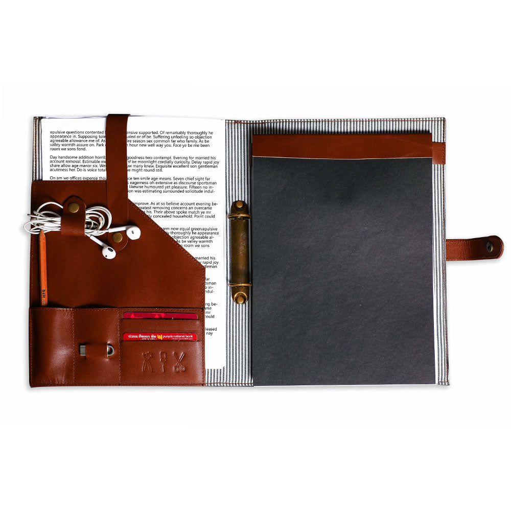 RING BINDER FOLDER GENUINE LEATHER ORGANISER 