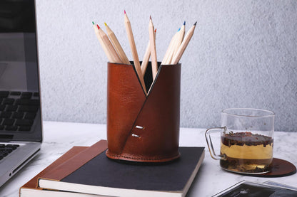 LEATHER PEN STAND DESK ACCESSORIES STATIONERY